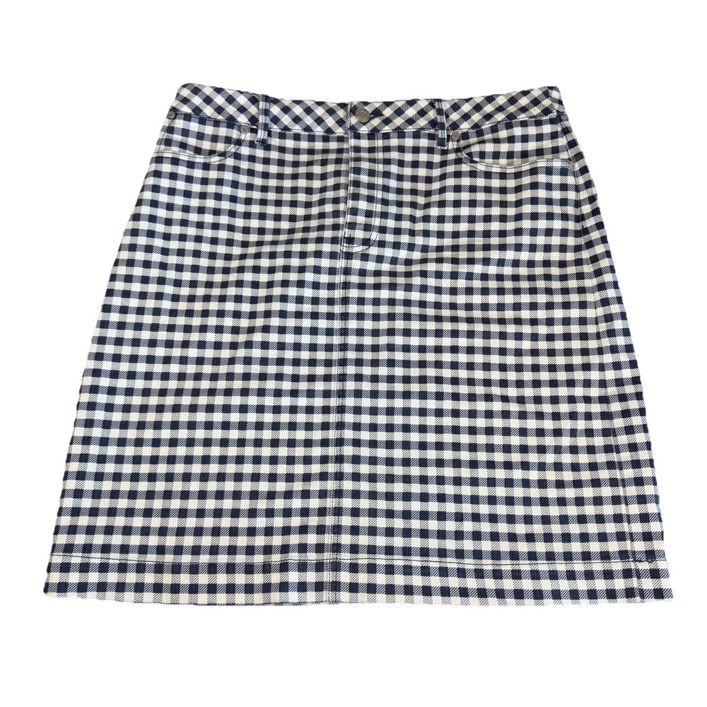 Talbots gingham Denim skirt NWT